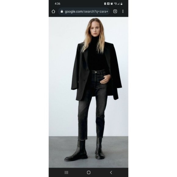 Zara High Waisted Jeans Regular Straight Boot Ankle Grey Black full 27 4 wide - Picture 3 of 6